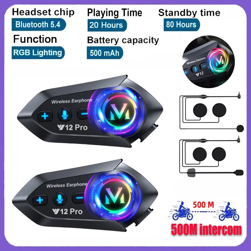 Motorcycle Helmet Bluetooth Built In - Y20 Pro 1/2x Motor Intercom Headset