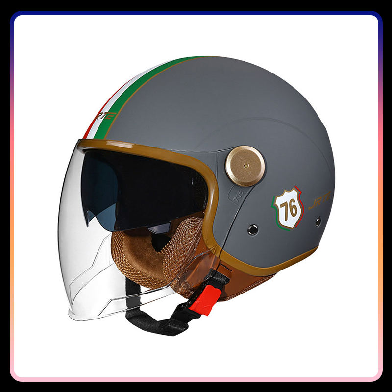 Open Face Helmet Retro Vintage - DOT Goedgekeurde Retro Semi-open Helmen Dubbel