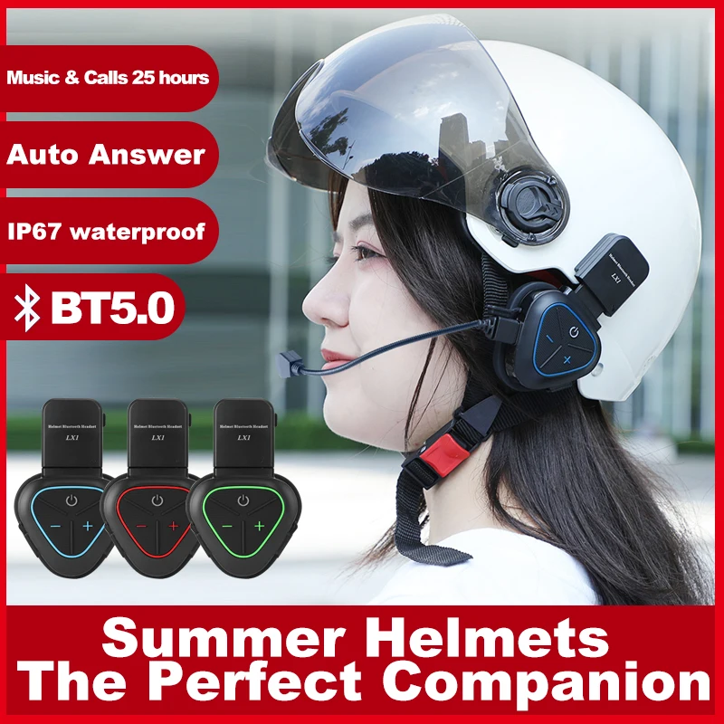 Motorcycle Helmet Bluetooth Built In - LX1 motorfiets zomerhelm speciale Bluetooth-headset draagbare