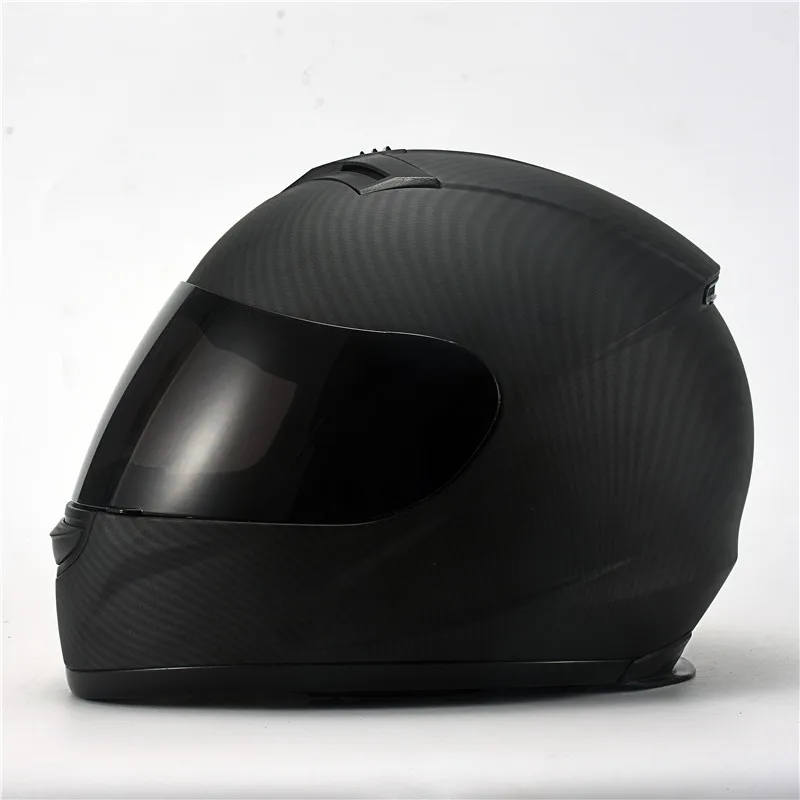 Full Face Helmet Carbon Fiber - Koolstofvezel motorhelm integraal modulair met kleurenvizier