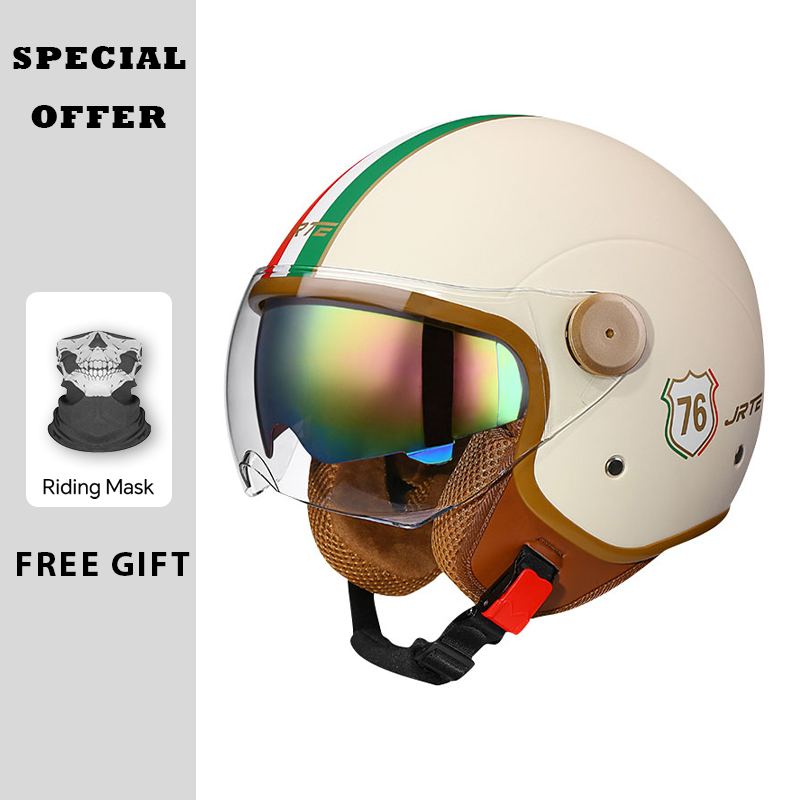 Open Face Helmet Retro Vintage - Retro TT&CO Open Gezicht Motorhelmen Mannen
