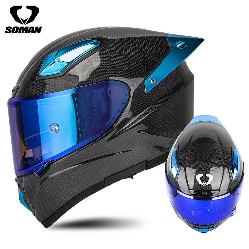 Full Face Helmet Carbon Fiber - ﻿ Soman Full Face Helm Koolstofvezel