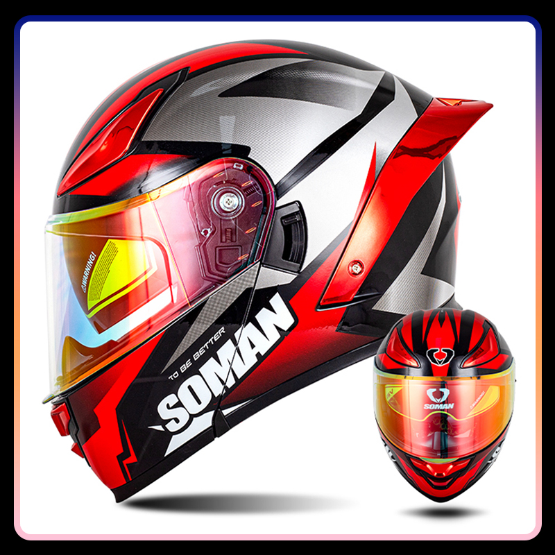 Modular Motorcycle Helmet Dot Approved - Heren motorhelm Dual Lens Flip Up