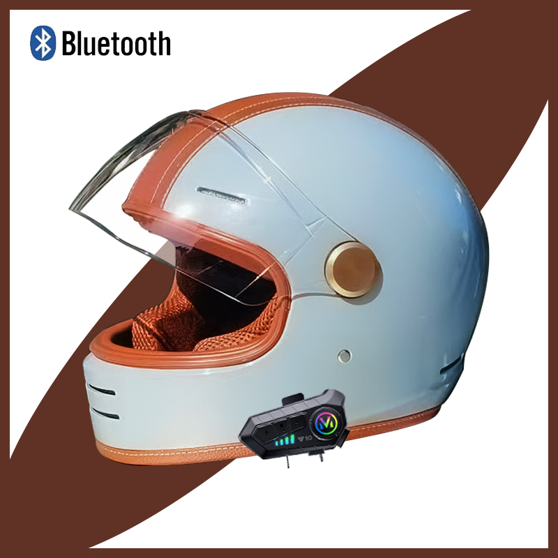 Modular Motorcycle Helmet Dot Approved - Vintage Casque motorhelm - Retro open