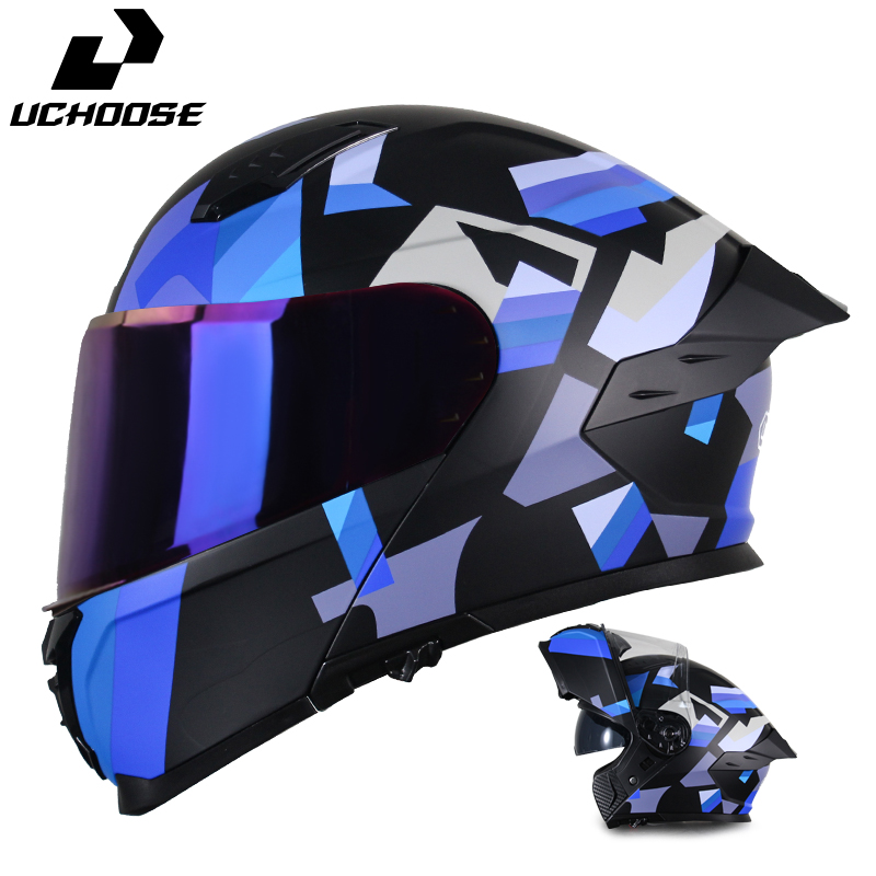 Flip Up Helmet Dual Visor - Uchoose Volwassen Omhoogklapbare Volledige Motorhelm Modulaire