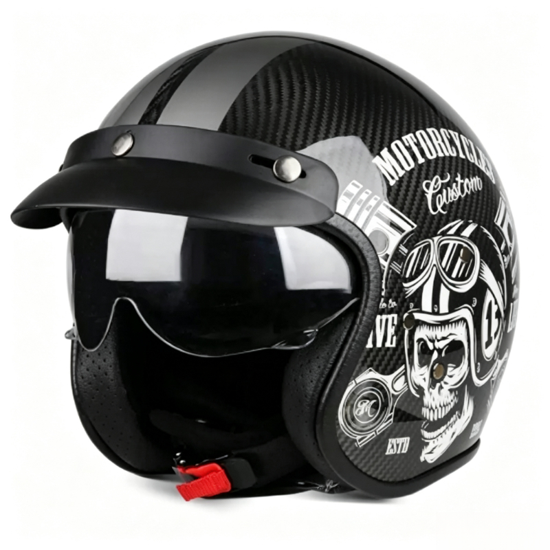 Motorcycle Helmet Sun Visor Inner - Slagvaste 3/4 open helm van koolstofvezel
