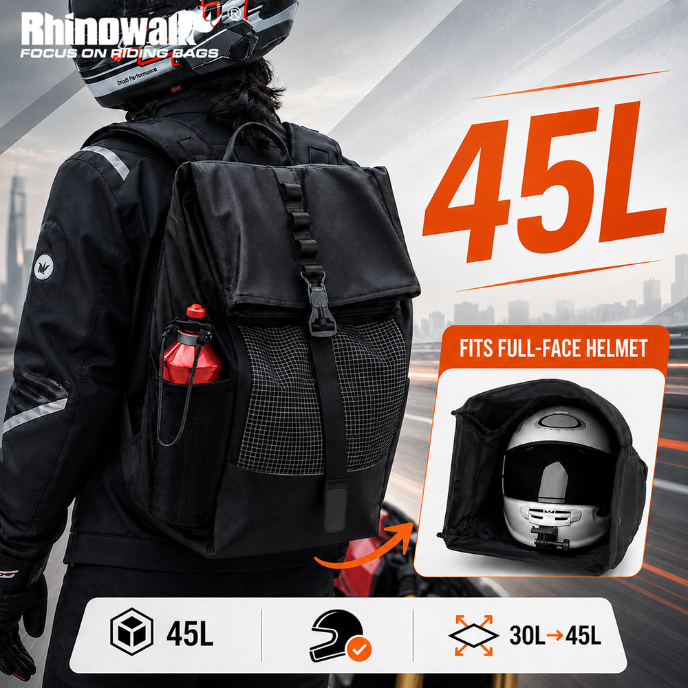 Motorcycle Helmet Bag Backpack - Rhinowalk Motorhelm Rugzak 45l Volledig Gezicht