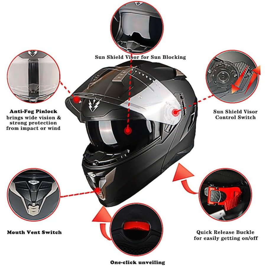 Modulaire motorfietshelm DOT v - Motorcycle Helmet Sun Visor Inner recensie en prijs