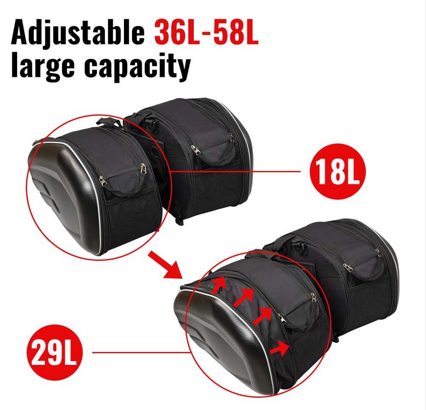 Zwart 36-58L Motorfiets Zadelt - Motorcycle Helmet Bag Backpack recensie en prijs